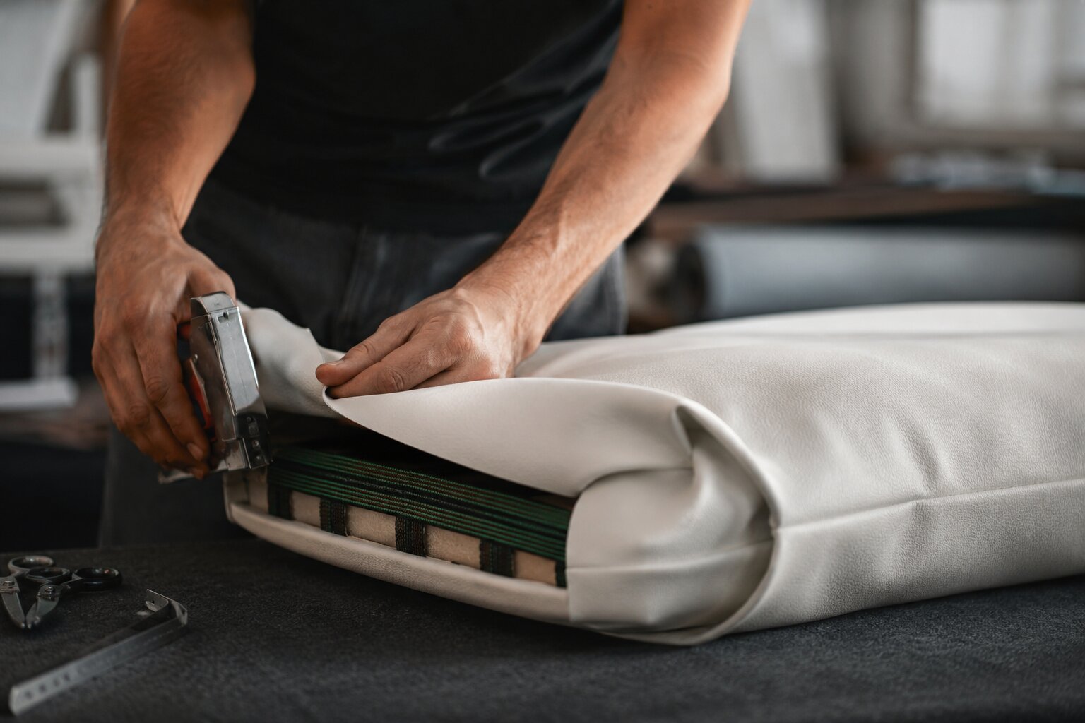 Detail of restored upholstery